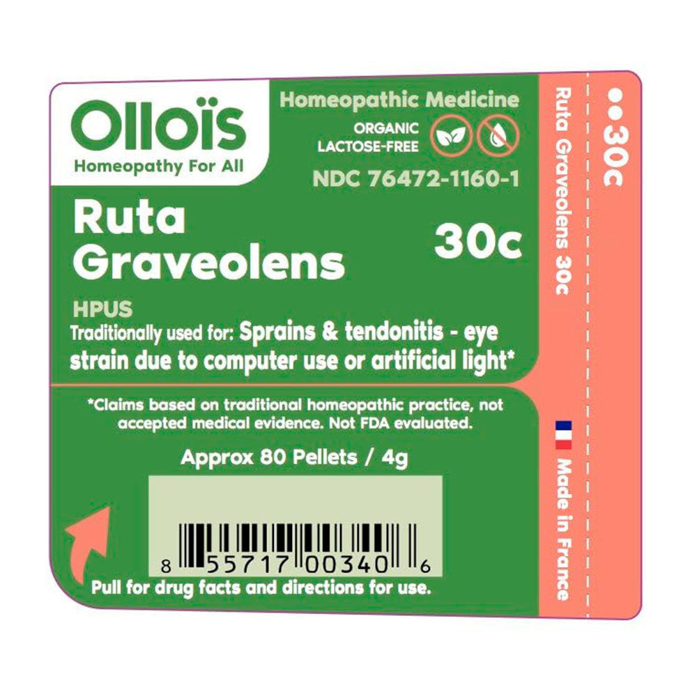 Ollois Ruta Graveolens 30c Organic Lactose Free Homeopathic Pellets, 80 Ea